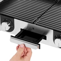 Elektrický stolný gril WMF Lono Master 50x28 cm, 2400 W, 2 samostatne nastaviteľné grilovacie plochy, s veternou clonou, na vonkajšie použitie, nehrdzavejúca oceľ 6