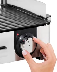 Elektrický stolný gril WMF Lono Master 50x28 cm, 2400 W, 2 samostatne nastaviteľné grilovacie plochy, s veternou clonou, na vonkajšie použitie, nehrdzavejúca oceľ 4