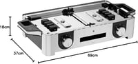 Elektrický stolný gril WMF Lono Master 50x28 cm, 2400 W, 2 samostatne nastaviteľné grilovacie plochy, s veternou clonou, na vonkajšie použitie, nehrdzavejúca oceľ 3