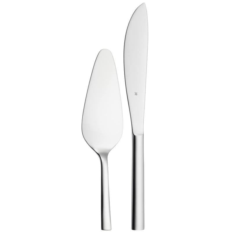 Set de servire WMF Nuova din 2 piese pentru fructe și prăjituri, cuțit de tort și paletă, oțel inoxidabil șlefuit Cromargan, compatibil cu mașina de spălat vase