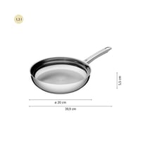 WMF Professional tava od nehrđajućeg čelika 20 cm, indukcijska, bez premaza, periva u perilici posuđa, prikladna za pećnicu do 250 stupnjeva, za sve vrste štednjaka, rub protiv kapanja, ergonomska 5