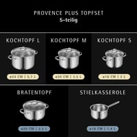 WMF Provence Plus 9 részes edénykészlet indukcióhoz - Cromargan rozsdamentes acél, üvegfedővel, 16/20/24 cm-es lábosok, mosogatógépben mosha 3