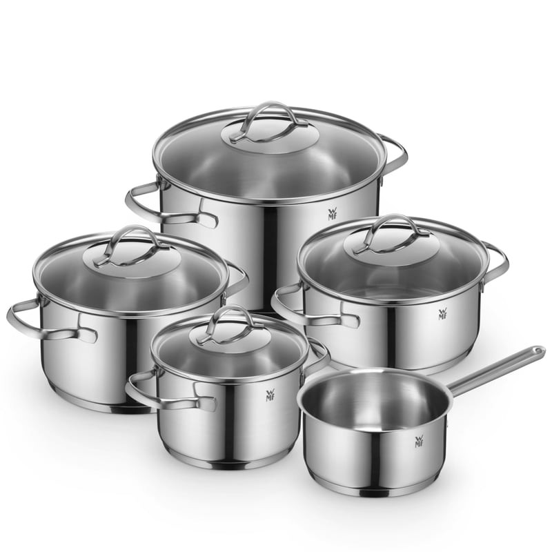 WMF Provence Plus 9 részes edénykészlet indukcióhoz - Cromargan rozsdamentes acél, üvegfedővel, 16/20/24 cm-es lábosok, mosogatógépben mosha