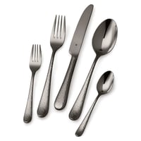 Sada príborov WMF Sitello pre 6 osôb, Midnight Edition, 30-dielna súprava, monoblokový nôž, leštená ušľachtilá oceľ Cromargan, tepaný povrch (Hammerschlag), ergonomický dizajn 3