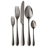 Sada príborov WMF Sitello pre 6 osôb, Midnight Edition, 30-dielna súprava, monoblokový nôž, leštená ušľachtilá oceľ Cromargan, tepaný povrch (Hammerschlag), ergonomický dizajn 1