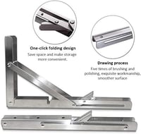 WMMADAY Profi Összecsukható Konzol Asztal 350mm Rozsdamentes Acél 2db 4