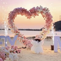 WMYYLX Svadobný oblúk v tvare srdca 2x2 m, kovový dekoračný oblúk, zlatý, na balónovú girlandu, záhradné popínavé rastliny, svadobná a párty dekorácia 3