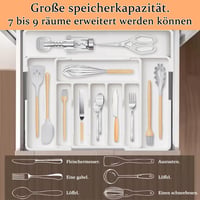 Wnddle rastezljivi uložak za pribor za jelo, podesivi organizator za ladice, kuhinjski organizator za žlice i vilice, bijeli 3
