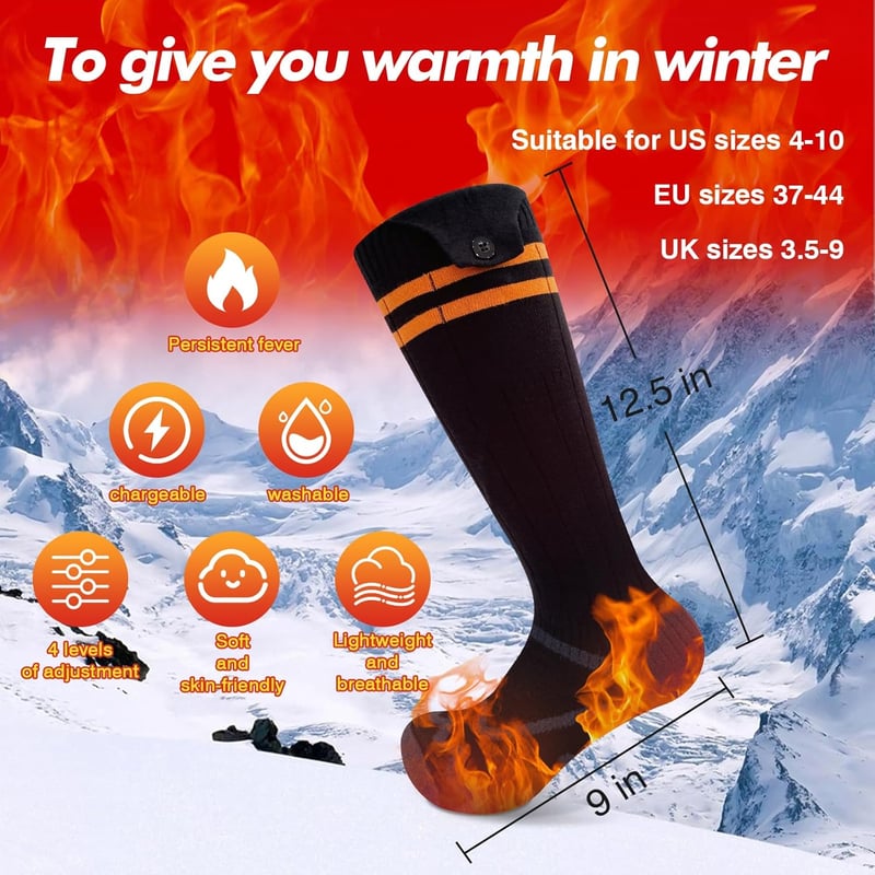 Wndy's Dream Fűthető Zokni Újratölthető 5000mAh Akkumulátorral 65°C Hőmérséklet 36-42 Méret Unisex Téli Melegítő Zokni