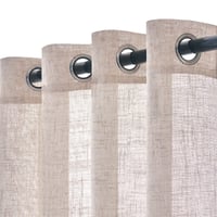 Woaboy Záclona s efektom bieleho ľanu, polopriehľadná, s krúžkami, 2 ks – Záves do obývačky a spálne, 140x225 cm, moderná dekoratívna záclona na okná 1