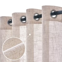 Woaboy Záclona s efektom bieleho ľanu, polopriehľadná, s krúžkami, 2 ks – Záves do obývačky a spálne, 140x225 cm, moderná dekoratívna záclona na okná 8