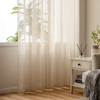 Woaboy Voile Záclona Krátka 2 ks 140x145 cm Béžová Priehľadná Ľahká Moderná do obývačky spálne Dekoratívna záclona na okno 5