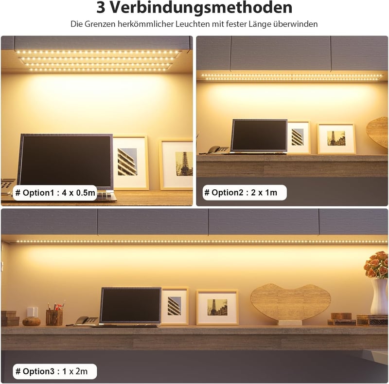 WOBANE 2m LED Alulvilágítás Konyhai Szekrény Világítás Meleg Fehér 12V