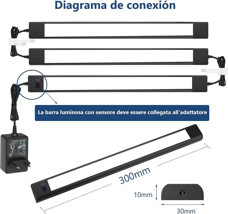 WOBANE Dimmer LED Konyhapult Lámpa Szenzorral 3x30cm Meleg Fehér 2700K