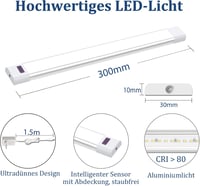 WOBANE LED Szalagfény Konyhai Szekrény Alá 30cm Érintésmentes Érzékelővel Dimmerelhető Hideg Fehér Pultvilágítás 8