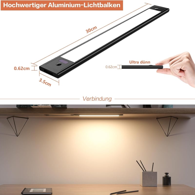WOBSION LED Konyhapult Lámpa 30cm Érintésmentes Dimmer Semleges Fehér 4000K
