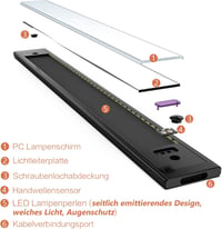 WOBSION LED Konyhapult Lámpa 30cm Érintésmentes Dimmer Semleges Fehér 4000K 4