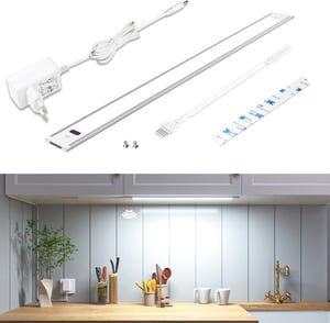 Iluminat pentru blat de bucătărie LED WOBSION, 30 cm, alb, cu reglarea intensității și senzor