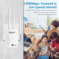 Wodgreat 1200 Mbit/s Dual Band WiFi Jelerősítő, 2.4G & 5G WLAN Repeater Ethernet Porttal, 4 Antennás Jelismétlő, 245m² Lefedettség, AP Mód 4