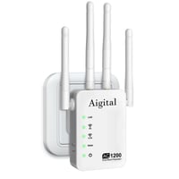 Wodgreat 1200 Mbit/s Dual Band WiFi pojačivač signala, 2.4G & 5G WLAN Repeater s Ethernet priključkom, repetitor signala s 4 antene, pokrivenost 245m², AP način rada 1