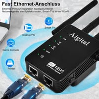Wodgreat AC1200 WiFi Jelerősítő - Dual Band (5GHz 867Mbps + 2.4GHz 300Mbps) Repeater, Router és AP Mód, WPS, 45+ Eszköz Támogatás 5