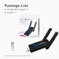 Wodgreat WiFi 6 USB Adapter 1800Mbit/s - Dual Band (5GHz 1201Mbps + 2.4GHz 574Mbps) WLAN Stick Windows 10/11 Laptophoz és PC-hez, USB 3.0 7