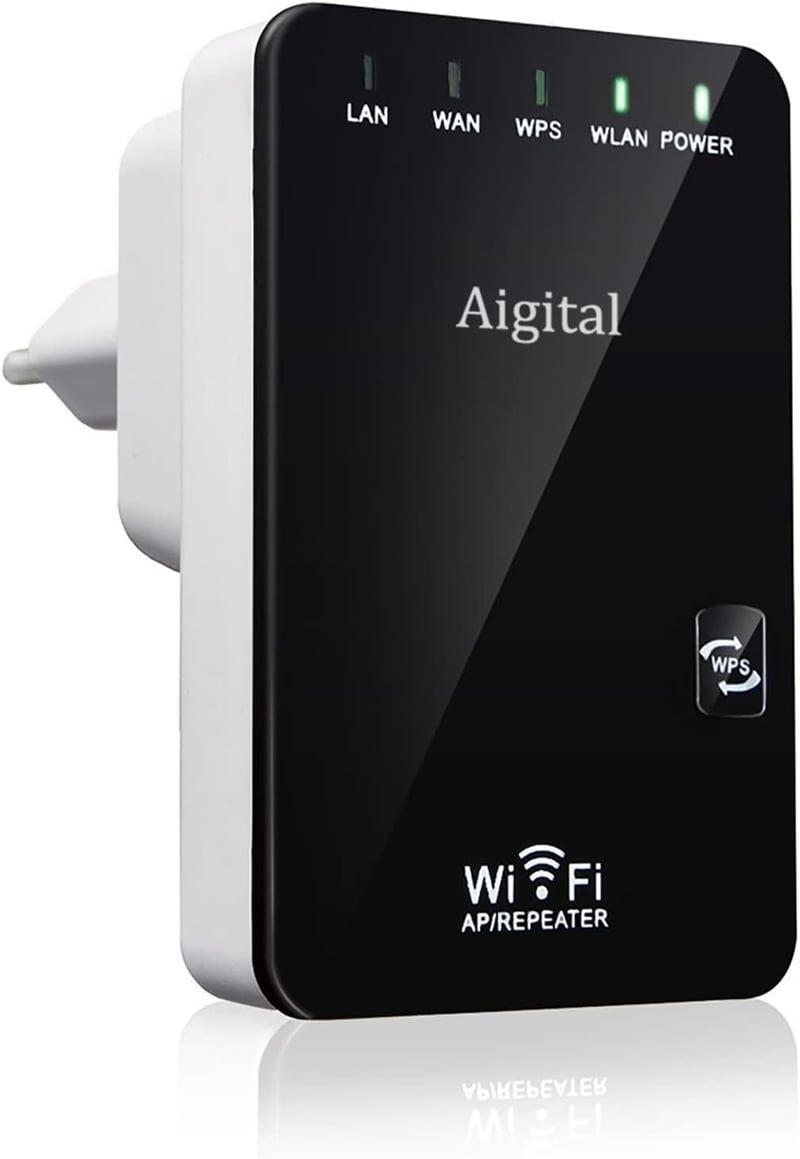 Wodgreat WiFi Jelismétlő 300 Mbit/s - Vezeték Nélküli Jelerősítő LAN Csatlakozással, WPS Funkcióval, 340m² Lefedettség, 45+ Eszköz Támogatás