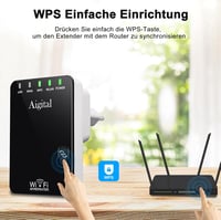 Wodgreat WiFi Jelismétlő 300 Mbit/s - Vezeték Nélküli Jelerősítő LAN Csatlakozással, WPS Funkcióval, 340m² Lefedettség, 45+ Eszköz Támogatás 5