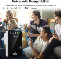 Wodgreat WiFi Jelismétlő 300 Mbit/s - Vezeték Nélküli Jelerősítő LAN Csatlakozással, WPS Funkcióval, 340m² Lefedettség, 45+ Eszköz Támogatás 6