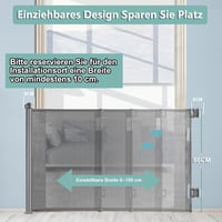 WodonDirect Biztonsági Ajtórács 150 cm - Fúrás Nélkül Telepíthető Babáknak és Kutyáknak, Kihúzható Lépcsőrács Egykezes Zárral, 83 cm Magas,  3