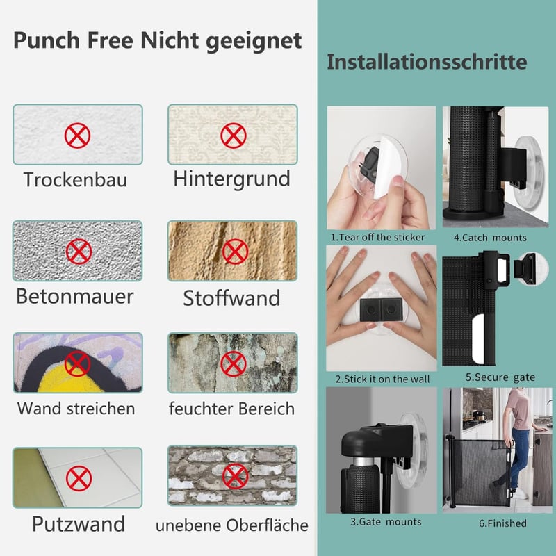 WodonDirect Biztonsági Ajtórács 150 cm - Fúrás Nélkül Telepíthető Babáknak és Kutyáknak, Kihúzható Lépcsőrács Egykezes Zárral, 83 cm Magas, 