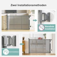 WodonDirect Biztonsági Ajtórács 150 cm - Fúrás Nélkül Telepíthető Babáknak és Kutyáknak, Kihúzható Lépcsőrács Egykezes Zárral, 83 cm Magas,  2