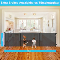WodonDirect Biztonsági Ajtórács - 300 cm Széles, 86 cm Magas Kihúzható Gyerekkapu és Kutyarács Lépcsőhöz, Ajtóhoz, Folyosóhoz, Kültérre, Fek 3
