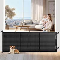 WodonDirect Biztonsági Ajtórács - 300 cm Széles, 86 cm Magas Kihúzható Gyerekkapu és Kutyarács Lépcsőhöz, Ajtóhoz, Folyosóhoz, Kültérre, Fek 1
