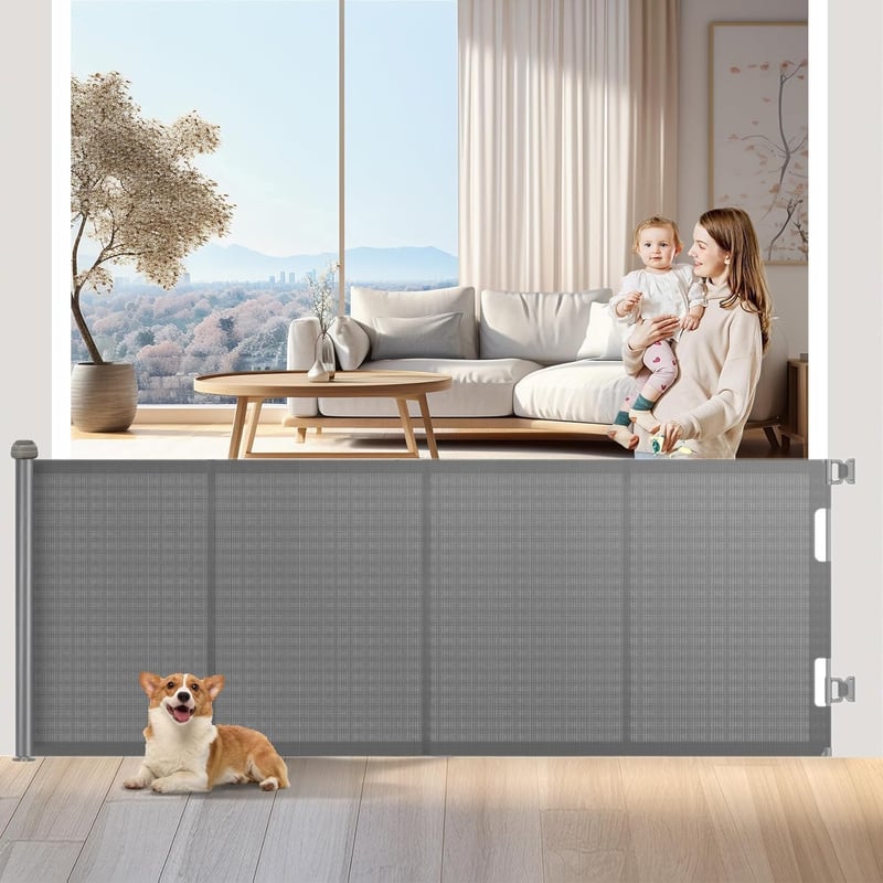 WodonDirect Biztonsági Ajtórács - 500 cm Széles, 86 cm Magas, Kihúzható Gyerekkapu és Kutyarács Lépcsőhöz, Ajtóhoz, Folyosóhoz, Kültérre, Sz