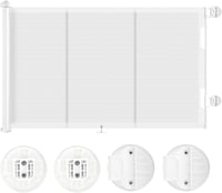 WodonDirect Biztonsági Ajtórács Babáknak és Kutyáknak - Kiterjeszthető 150 cm Széles, 83 cm Magas, Fehér, Fúrás Nélkül Telepíthető Lépcsőrác 1