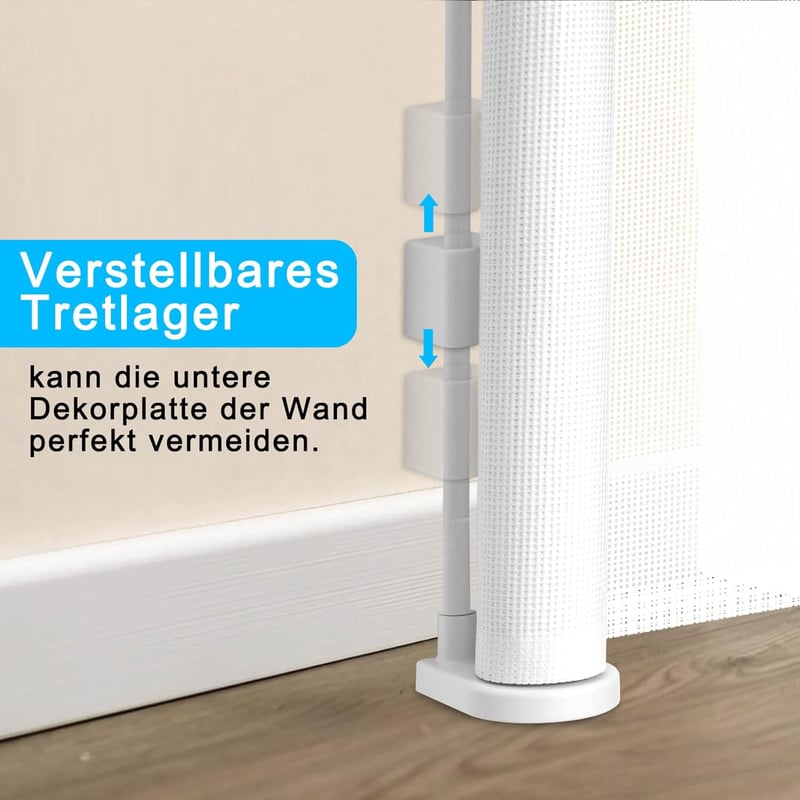 WodonDirect Biztonsági Ajtórács Babáknak és Kutyáknak - Kiterjeszthető 150 cm Széles, 83 cm Magas, Fehér, Fúrás Nélkül Telepíthető Lépcsőrác