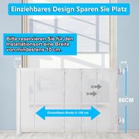 WodonDirect Biztonsági Ajtórács Babáknak és Kutyáknak - Kiterjeszthető 150 cm Széles, 83 cm Magas, Fehér, Fúrás Nélkül Telepíthető Lépcsőrác 2