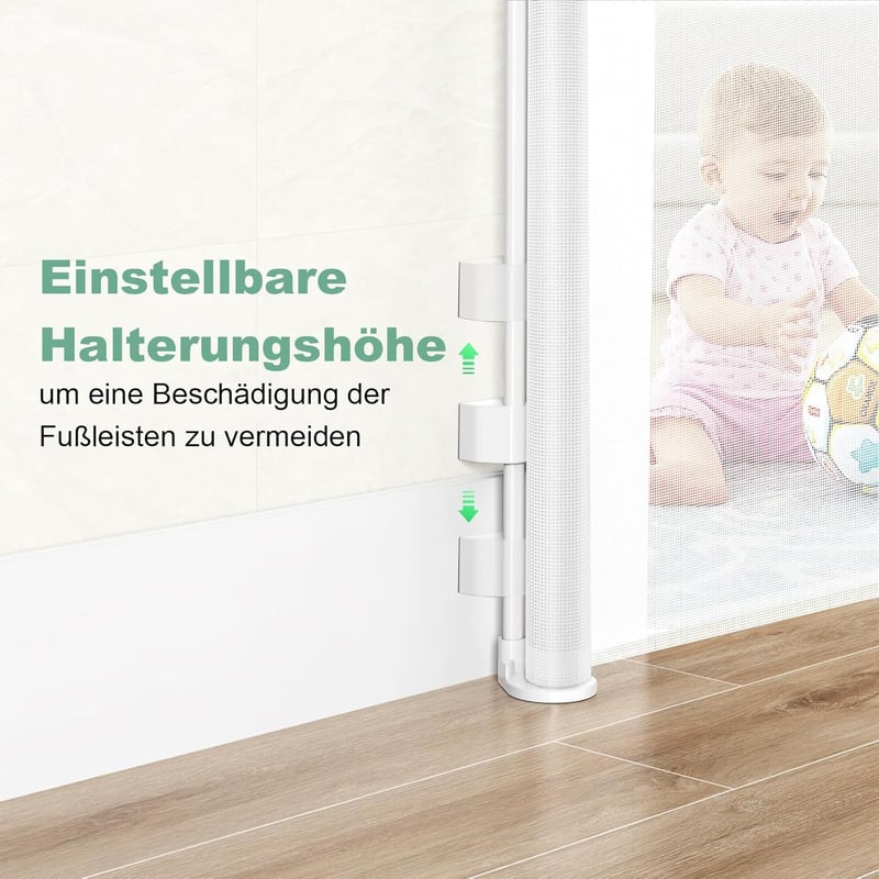 WodonDirect Biztonsági Ajtórács - Fúrás Nélkül Felszerelhető, Kihúzható 140 cm-ig, Babáknak és Kutyáknak, Lépcsőhöz, Ajtóhoz, Folyosóhoz, Fe