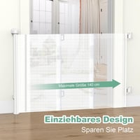 WodonDirect Biztonsági Ajtórács - Fúrás Nélkül Felszerelhető, Kihúzható 140 cm-ig, Babáknak és Kutyáknak, Lépcsőhöz, Ajtóhoz, Folyosóhoz, Fe 6
