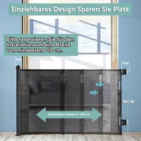 WodonDirect Biztonsági Ajtórács Gyerekeknek és Kutyáknak - Kitolható 150 cm Széles, 83 cm Magas, Fekete, Fúrás Nélkül Rögzíthető Lépcsőrács  4
