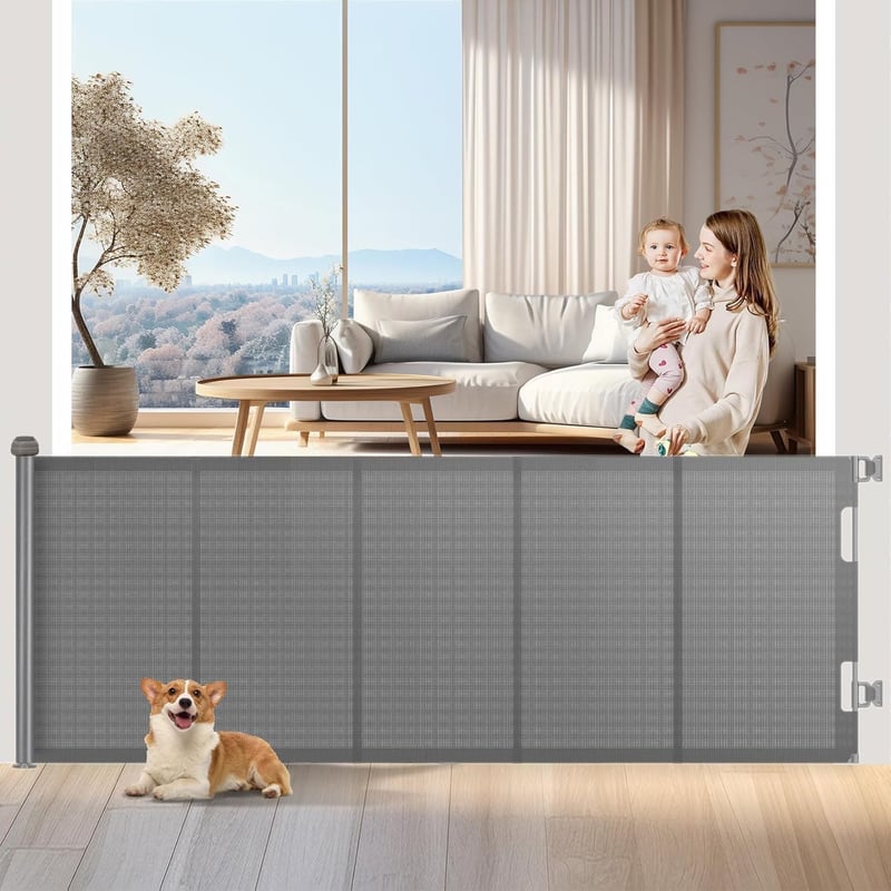 WodonDirect Biztonsági Ajtórács - Széles, Kihúzható Gyerek és Kutyakapu, 300 cm Széles, 86 cm Magas, Lépcsőhöz, Ajtóhoz, Folyosóhoz, Kültérr