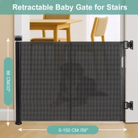Barieră de Siguranță Retractabilă Wodondog pentru Copii și Câini, cu Ranforsare din Fibră de Sticlă, pentru Câini de Talie Mică, Medie și Mare, 1,5 m, Negru 2
