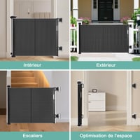 Barieră de Siguranță Retractabilă Wodondog pentru Copii și Câini, cu Ranforsare din Fibră de Sticlă, pentru Câini de Talie Mică, Medie și Mare, 1,5 m, Negru 8