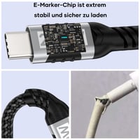 USB-C – USB-C kábel woednx 3 m, 240 W 48V/5A, 90-stupňový pravouhlý nylonový opletený PD3.1 rýchlonabíjací kábel pre iPhone 16 15 Pro Max, Samsung S24 S23, MacBook Pro Air, iPad Pro Mini 6