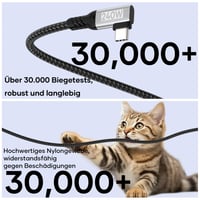 USB-C – USB-C kábel woednx 3 m, 240 W 48V/5A, 90-stupňový pravouhlý nylonový opletený PD3.1 rýchlonabíjací kábel pre iPhone 16 15 Pro Max, Samsung S24 S23, MacBook Pro Air, iPad Pro Mini 4