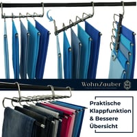 WohnZauber Vješalica za uštedu prostora – 2 komada vješalica za hlače s protukliznom zaštitom, sustav za organizaciju 5 u 1, crna 5