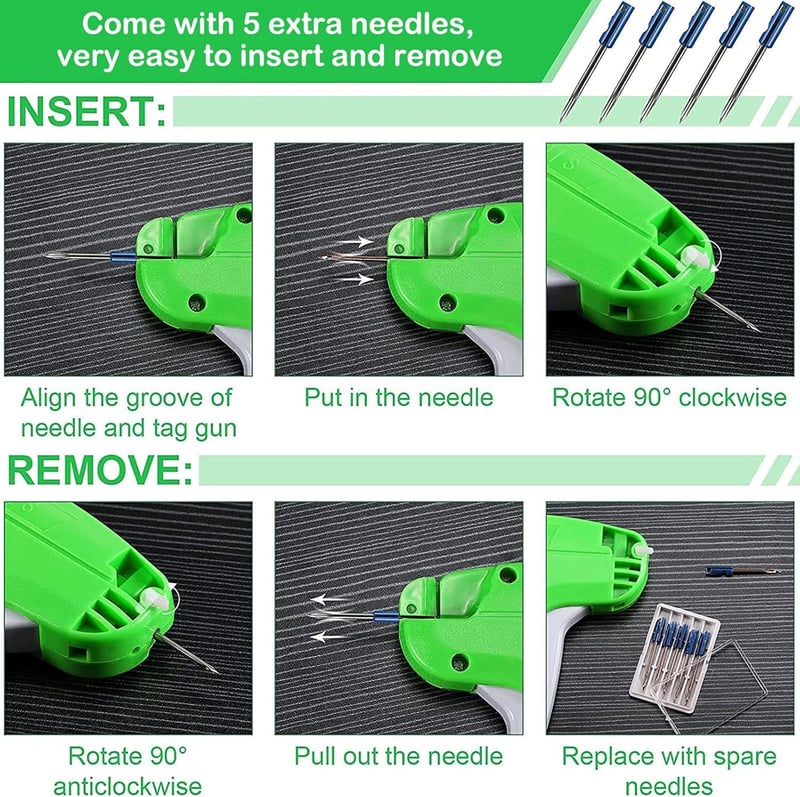 wohot Címkézőpisztoly szett 5000 tűvel és cserélhető tűkkel ruházathoz