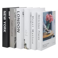 WOKICOR Cărți Decorative pentru Amenajarea Locuinței, 6 bucăți, Imprimeu Creativ cu Litere Englezești, Cutie de Depozitare tip Carte Falsă, Decor pentru Raft și Masă de Cafea (A) 1