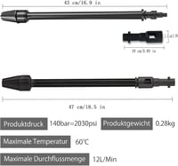 WOKICOR Rotációs Szórófejes Nyomásmosó Lándzsa Kärcher K2-K7 150 Bar 2